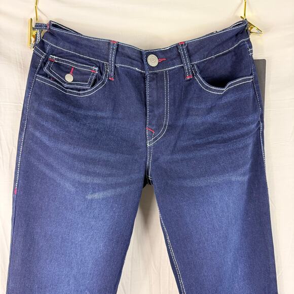 True Religion Jeans Women's W30 Dark Blue Joey Low Rise Flare Leg Flap Pockets - Picture 3 of 12